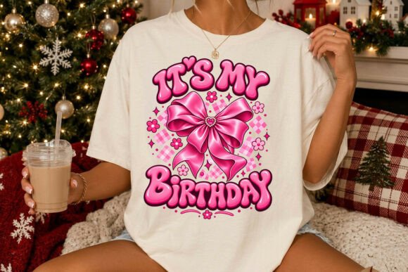 It’s My Birthday Pink Bow T‑Shirt Design
