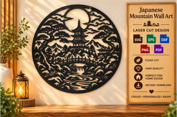 Japanese Mountain Landscape SVG