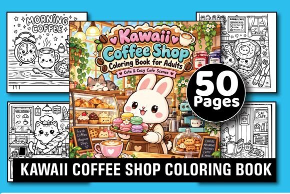 Kawaii Coffee Shop Coloring Book