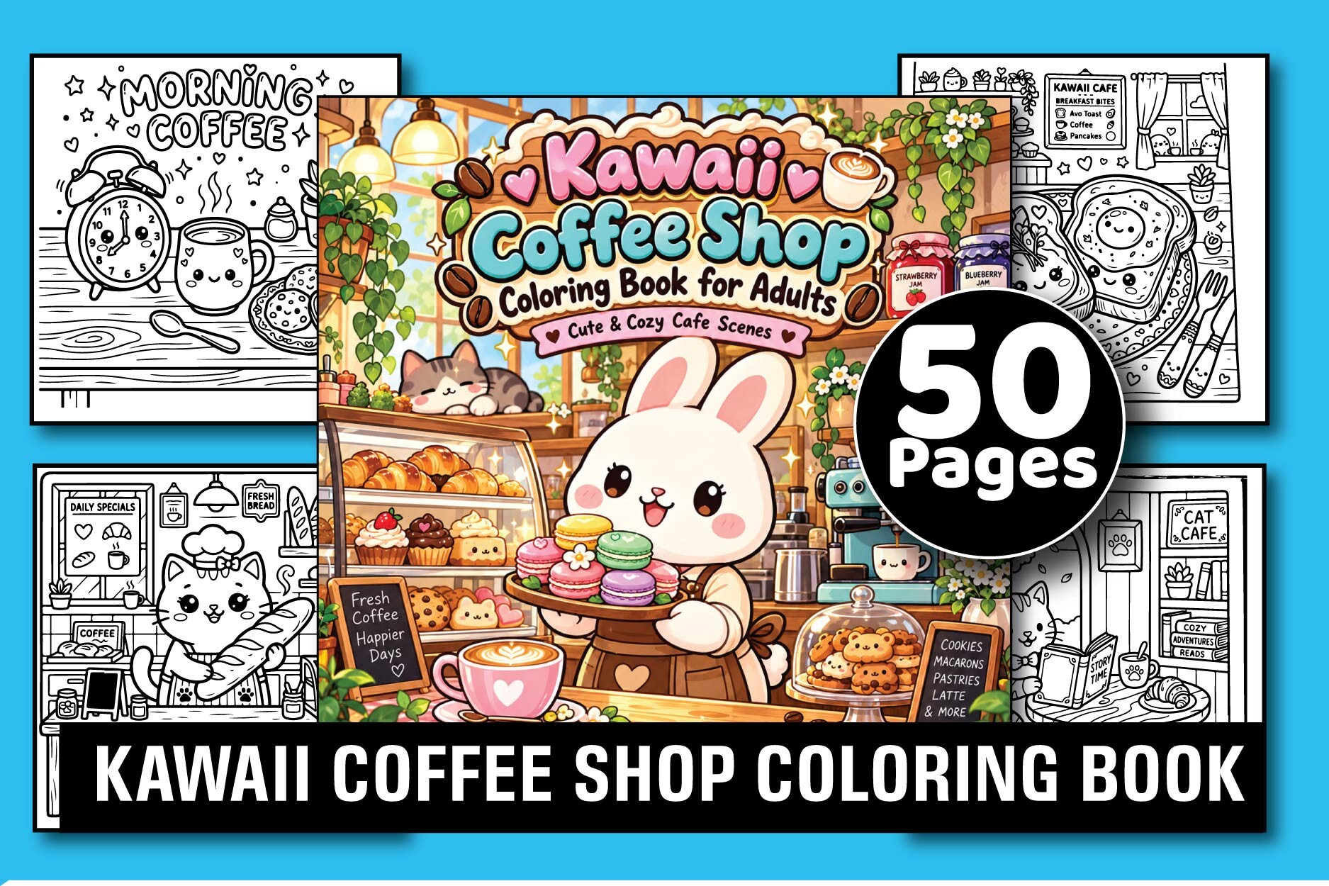 Kawaii Coffee Shop Coloring Book