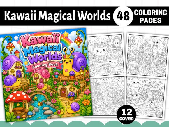 Kawaii Magical Worlds Coloring Pages