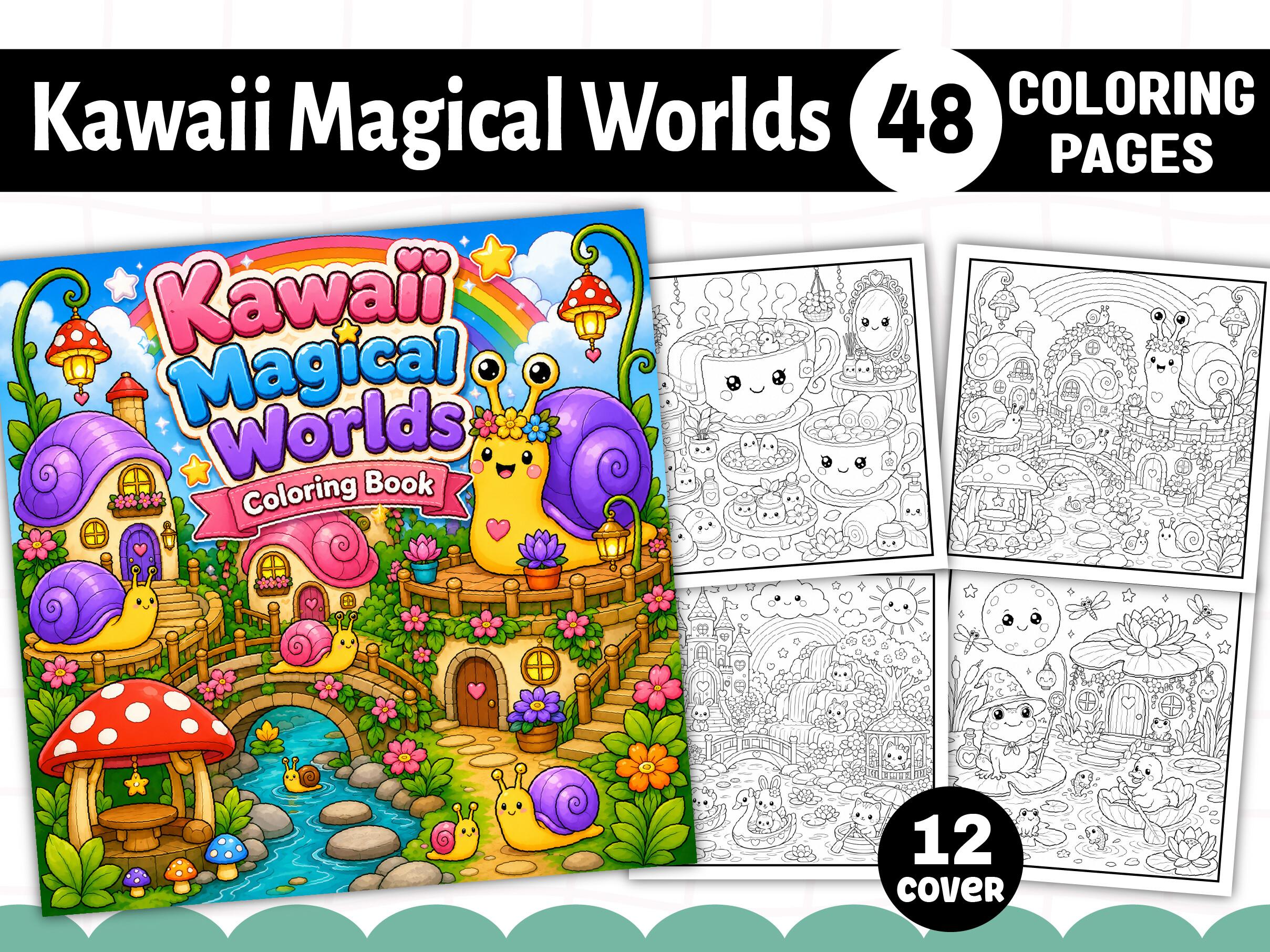 Kawaii Magical Worlds Coloring Pages