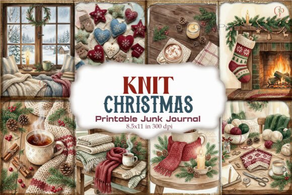 Knit Christmas Junk Journal Paper
