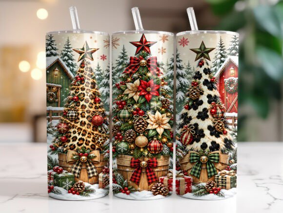 Leopard Christmas Tree 20oz Tumbler Wrap