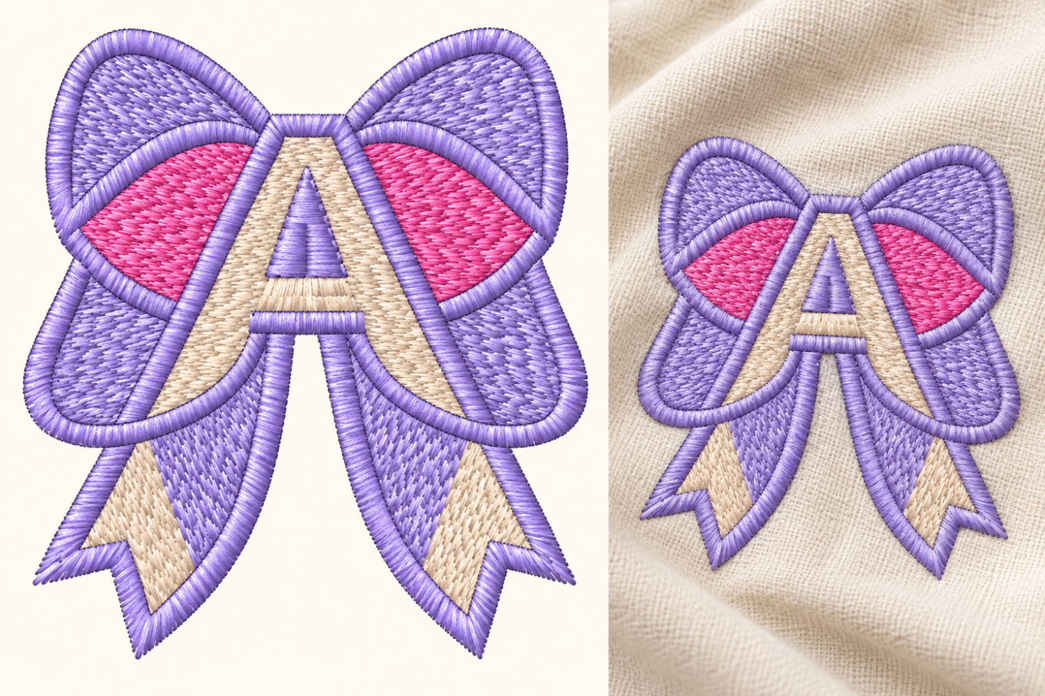 Letter a Bow Machine Embroidery