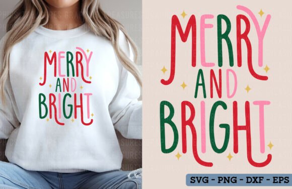 Merry and Bright Christmas PNG SVG