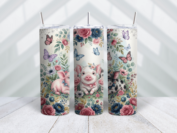 Midnight Floral Piglet Tumbler Wrap