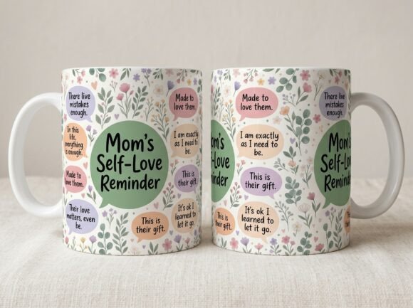 Mom Self Love Reminder Floral Mug Design Graphics