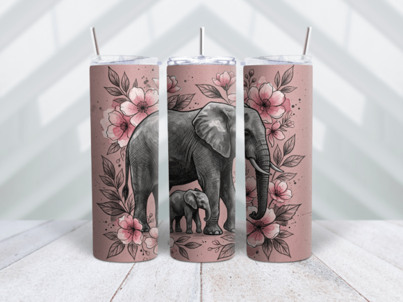 Mother and Baby Elephant Tumbler Wrap