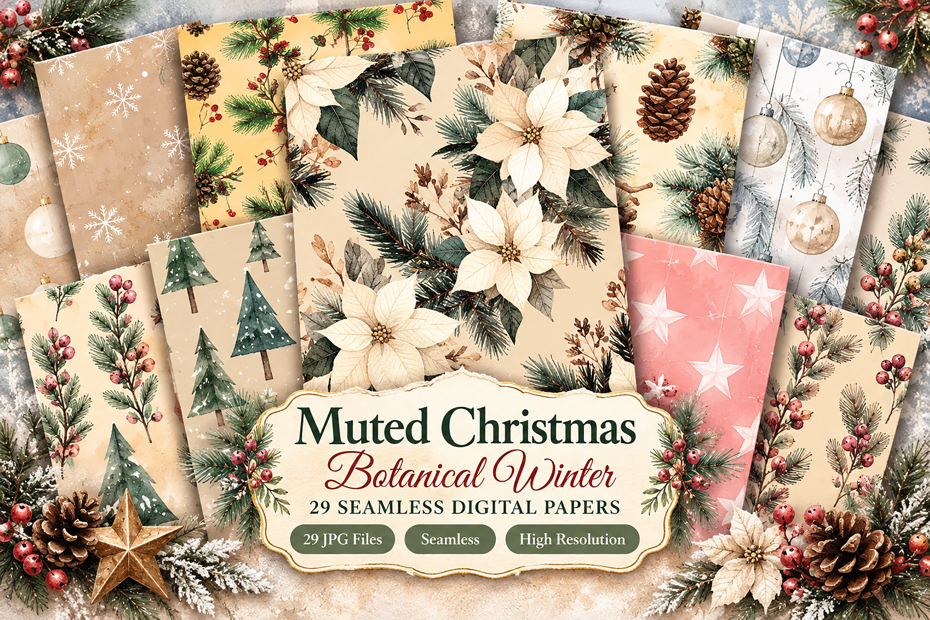 Muted Christmas Botanical Winter