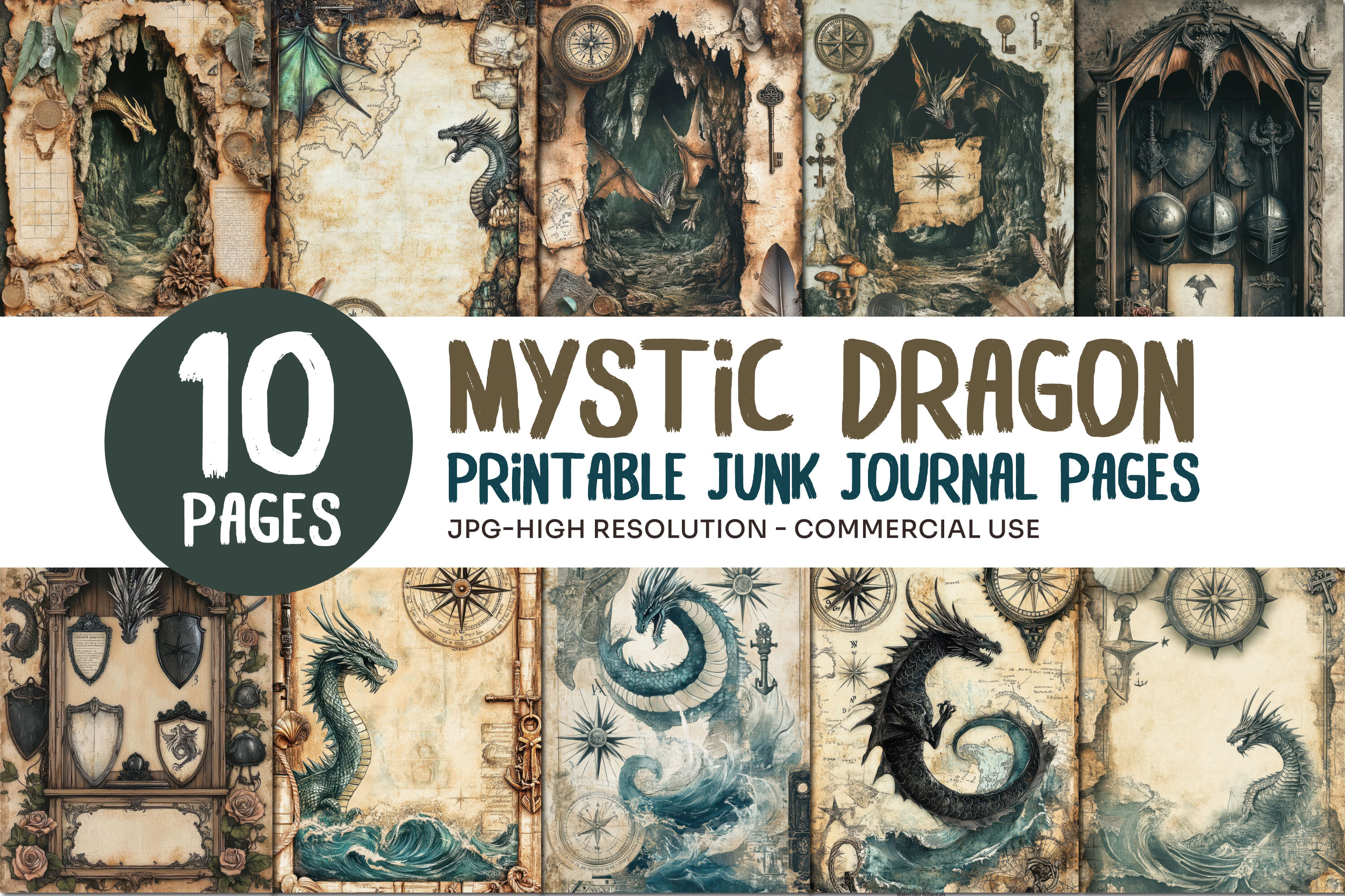 Mystic Dragon Junk Journal Pages