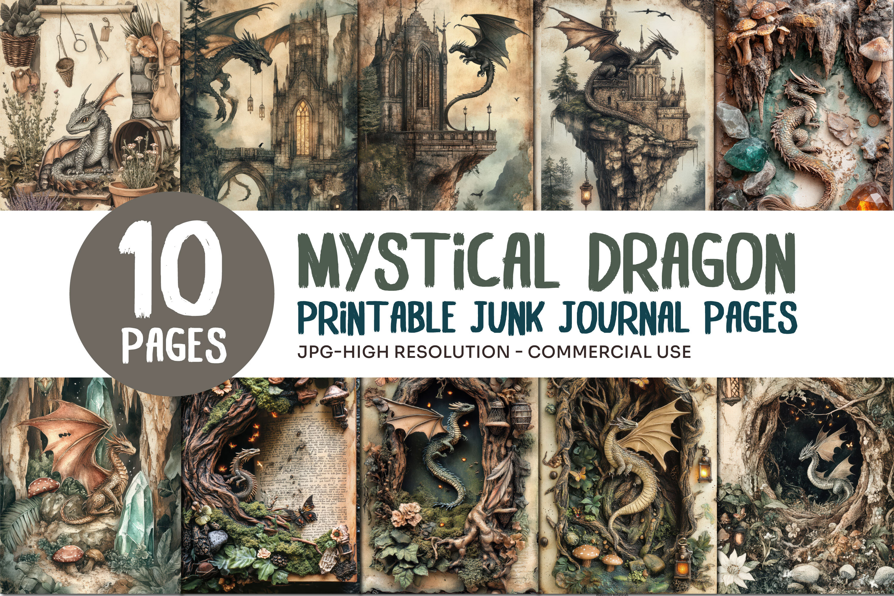 Mystical Dragon Junk Journal Pages