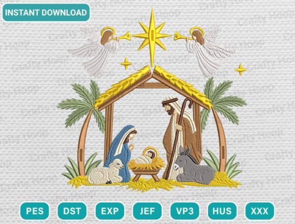 Nativity Christmas Embroidery Design