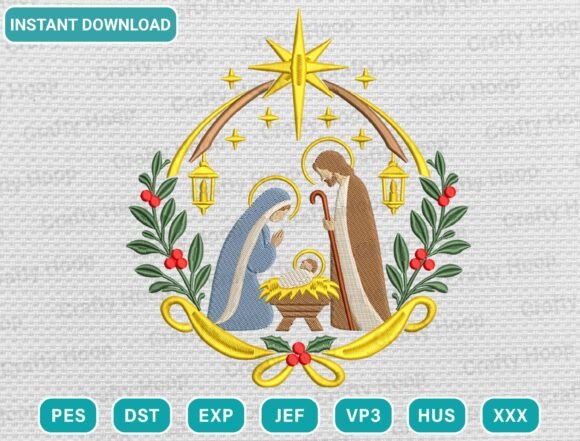 Nativity Christmas Embroidery Design