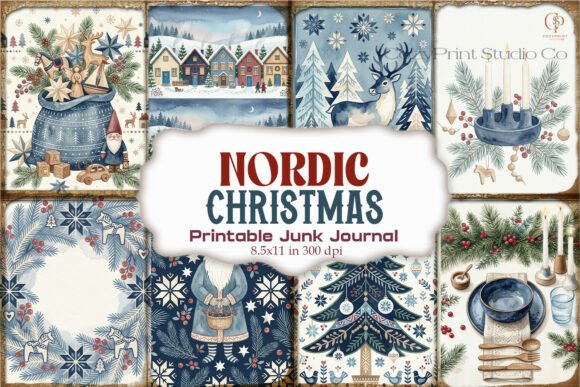 Nordic Christmas Junk Journal Paper