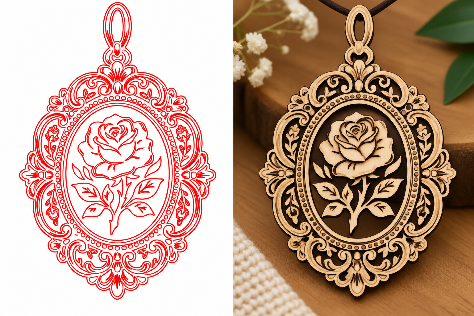Ornamental Rose Pendant Design