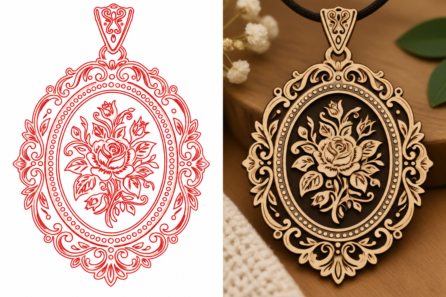 Ornamental Rose Pendant Design