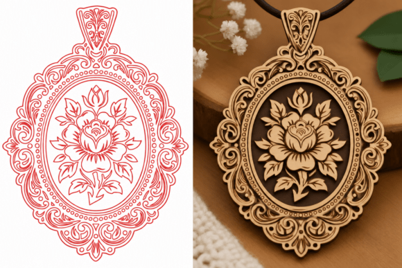 Ornamental Rose Pendant Design