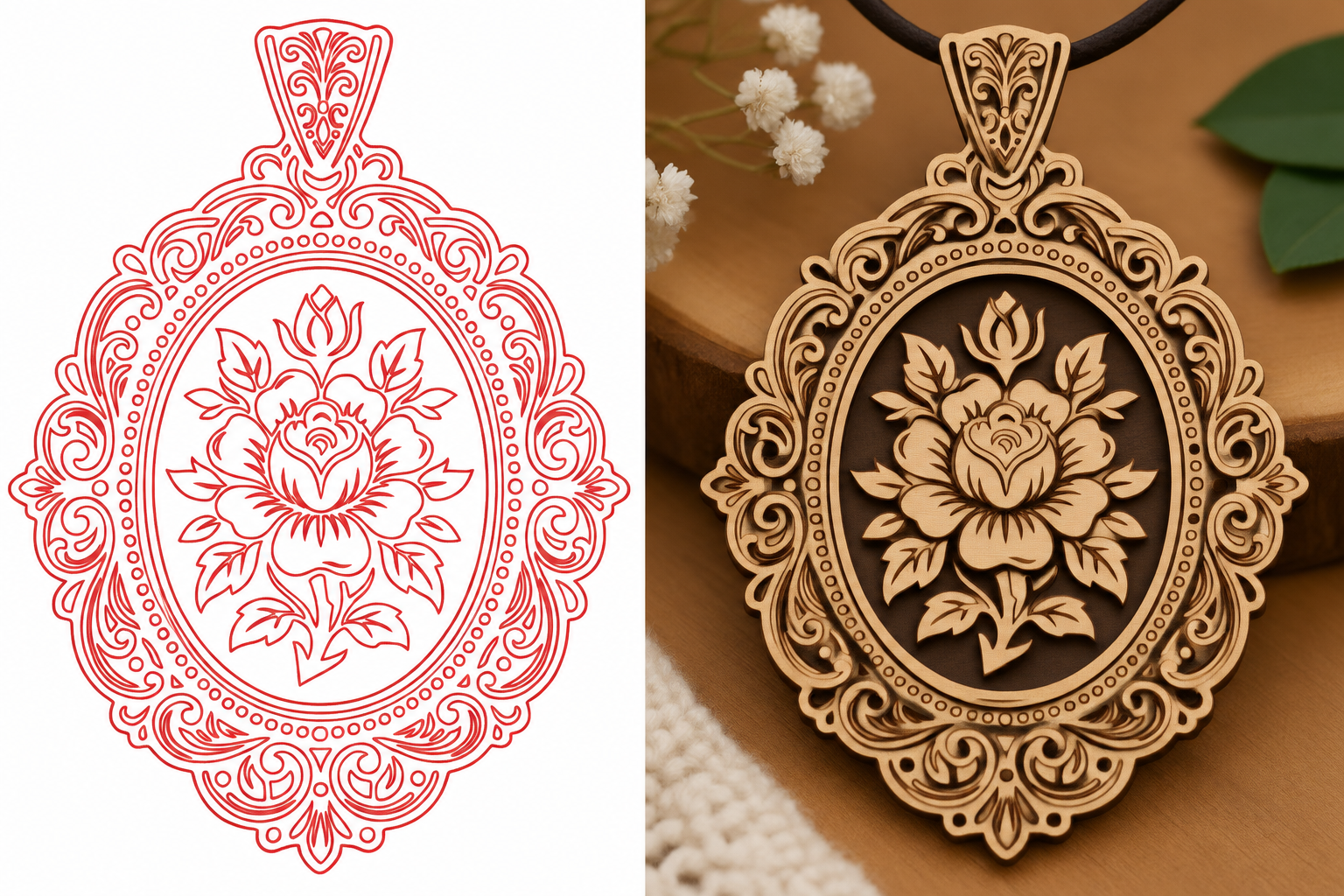 Ornamental Rose Pendant Design