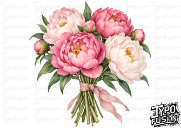 Peony Bunch Watercolor PNG