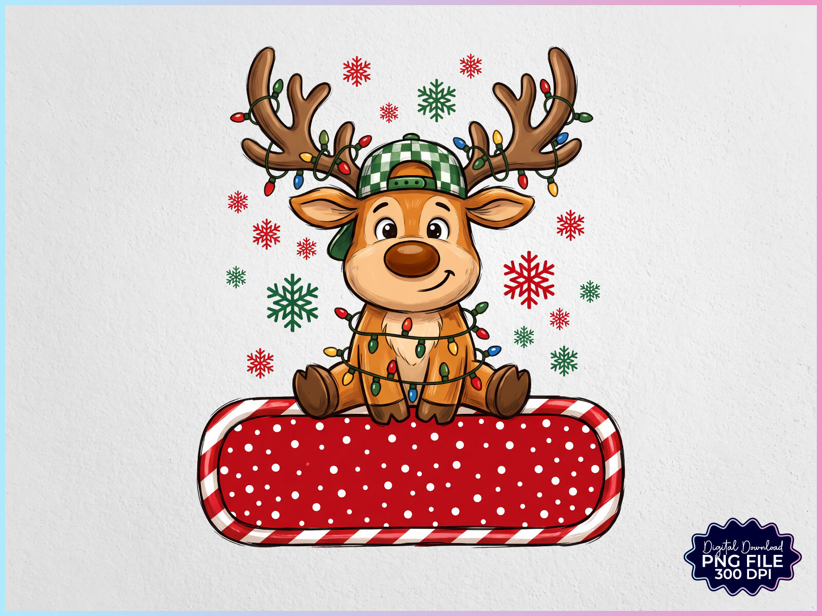 Personalized Christmas Reindeer Boy PNG