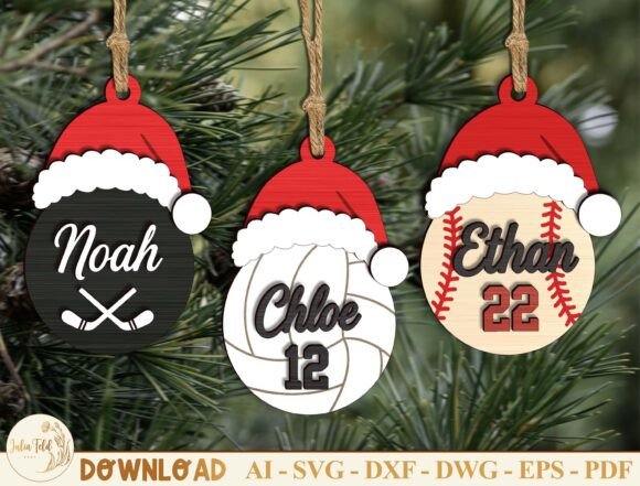 Personalized Sports Xmas Ornament Bundle