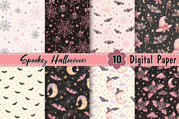 Pink & Black Spooky Digital Paper