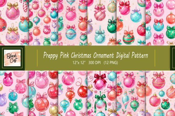 Pink Christmas Ornament Digital Pattern