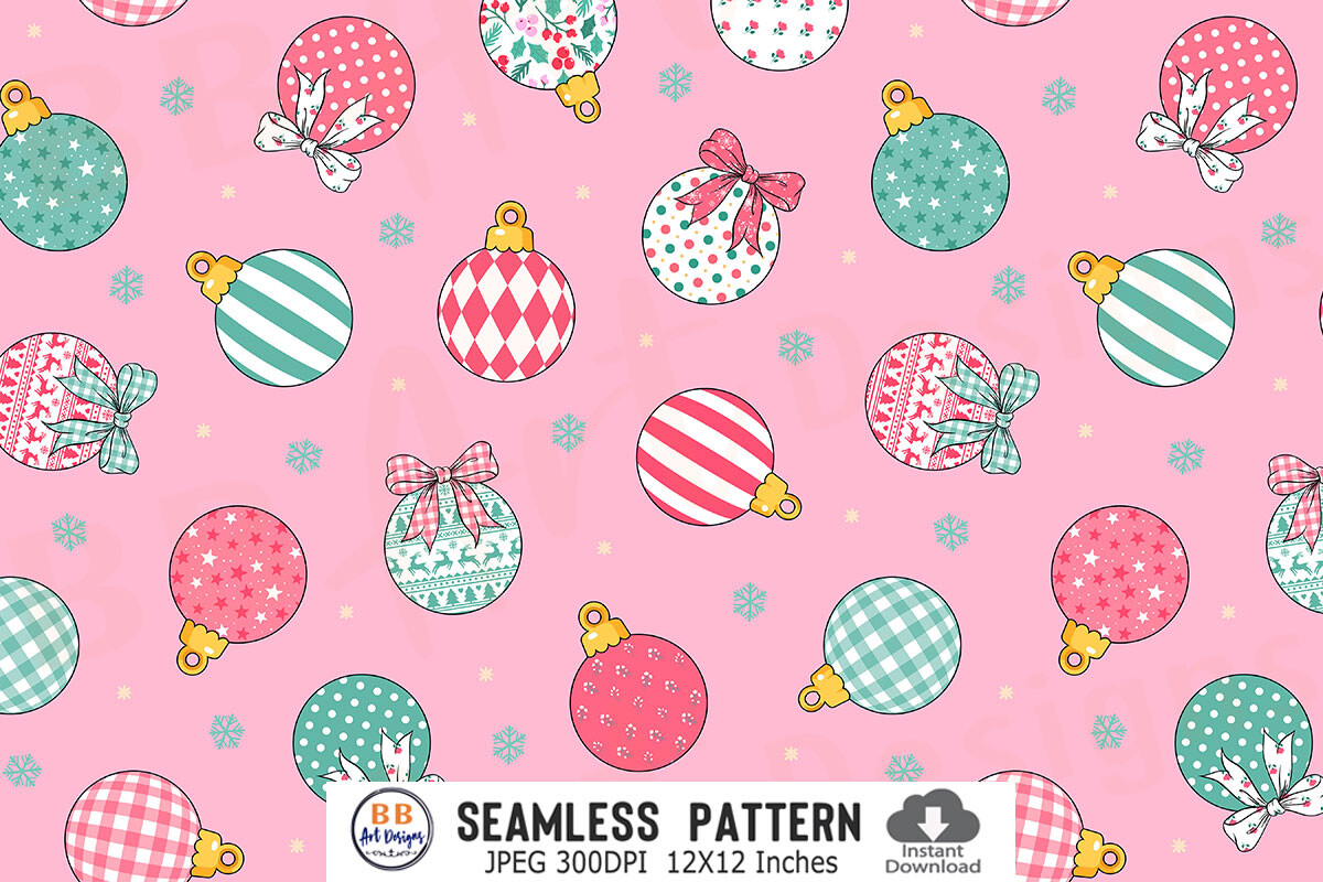 Pink Christmas Pattern Ornament Ball