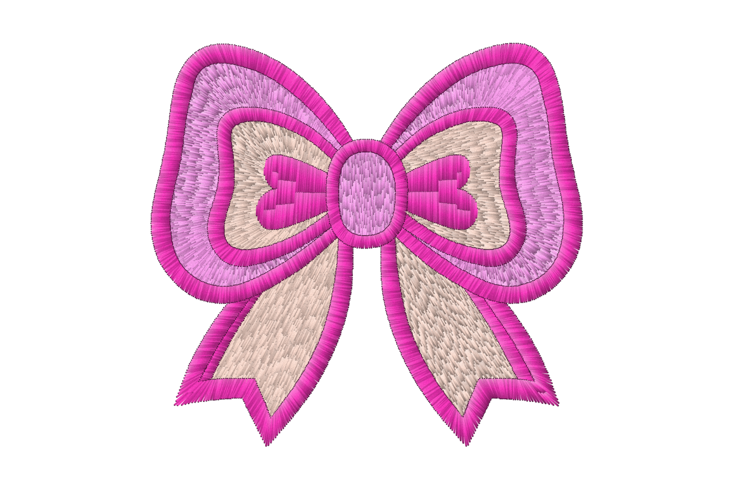 Pink Heart Bow Machine Embroidery