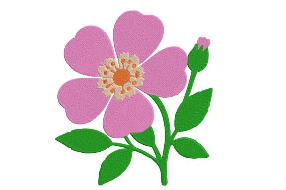 Pink Wild Rose Machine Embroidery Design