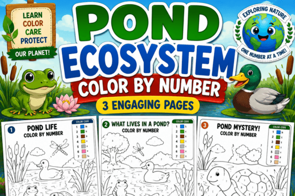 Pond Ecosystem Color by Number
