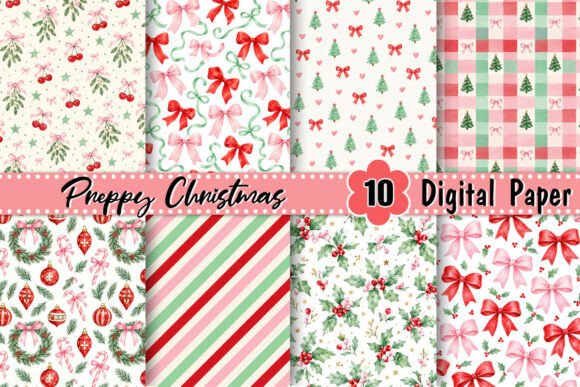Preppy Christmas Digital Paper