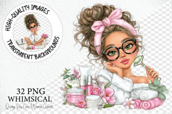 Quirky Self Care Woman Clipart Bundle