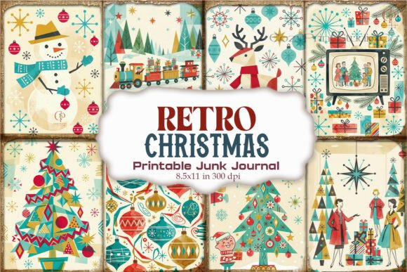 Retro Christmas Junk Journal Paper