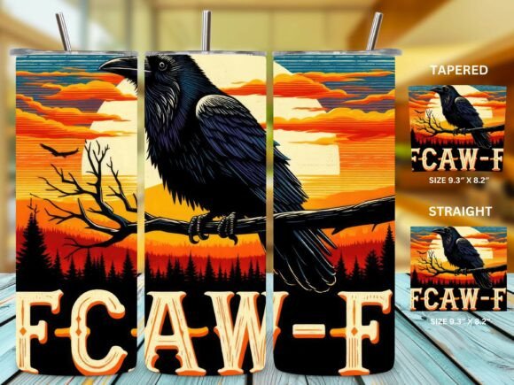 Retro Sunset Crow F-CAW-F Tumbler Wrap