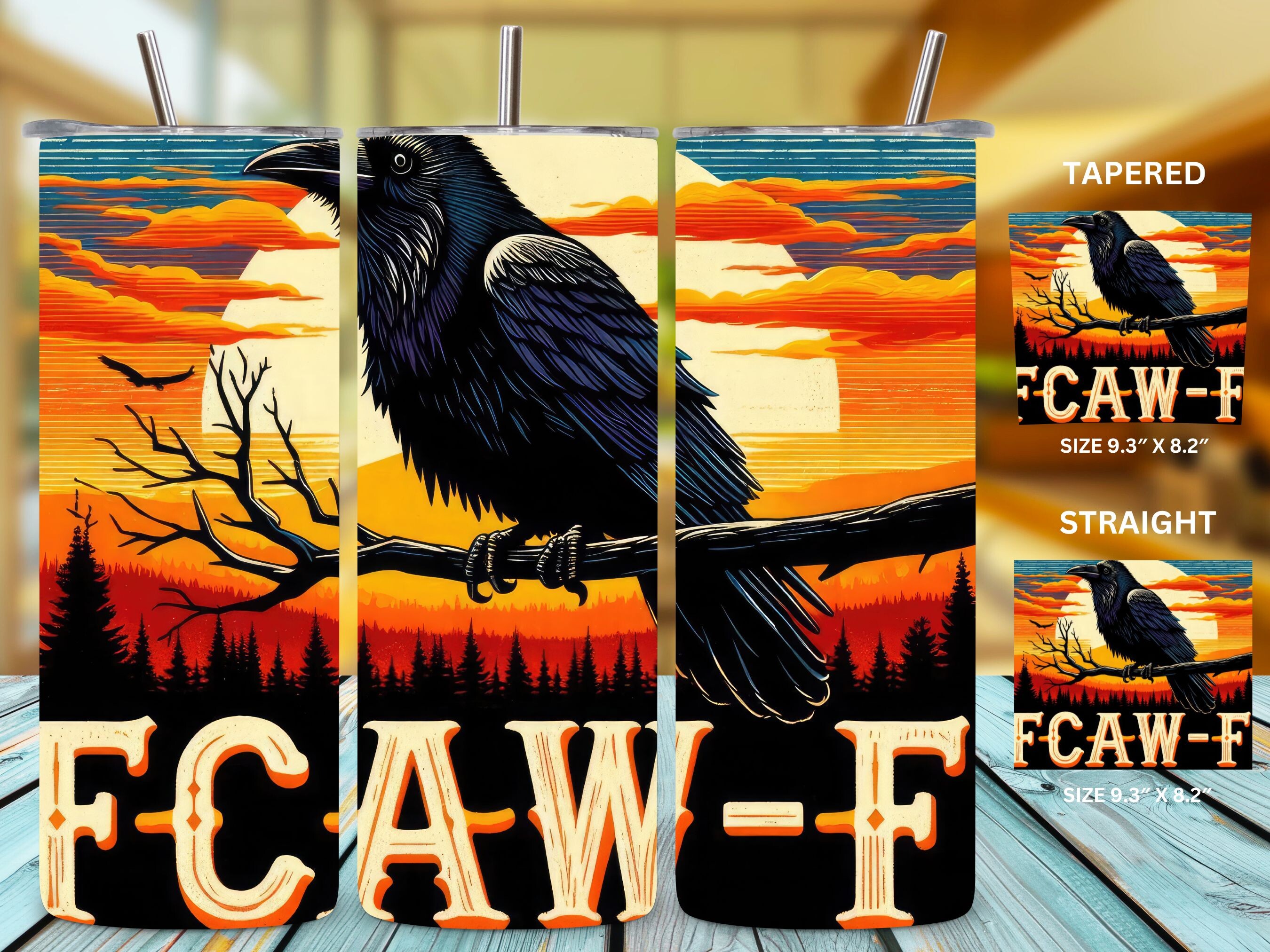 Retro Sunset Crow F-CAW-F Tumbler Wrap