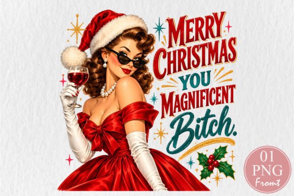 Retro Vintage Christmas Pin Up Girl PNG