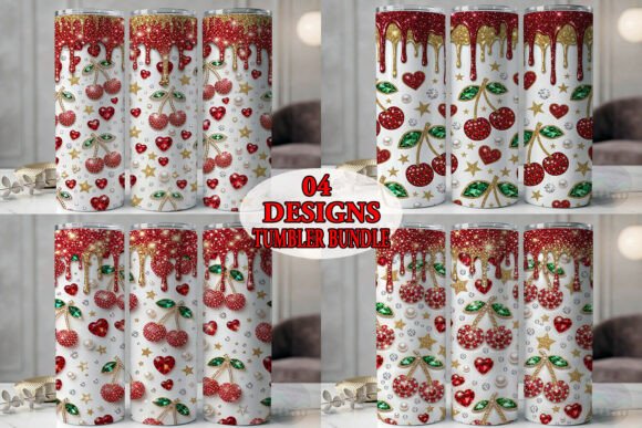 Rhinestone Cherry Bling Tumbler Bundle