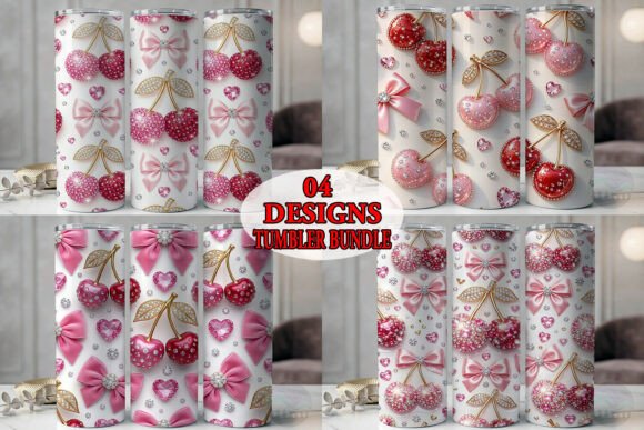 Rhinestone Cherry Bow Tumbler Bundle