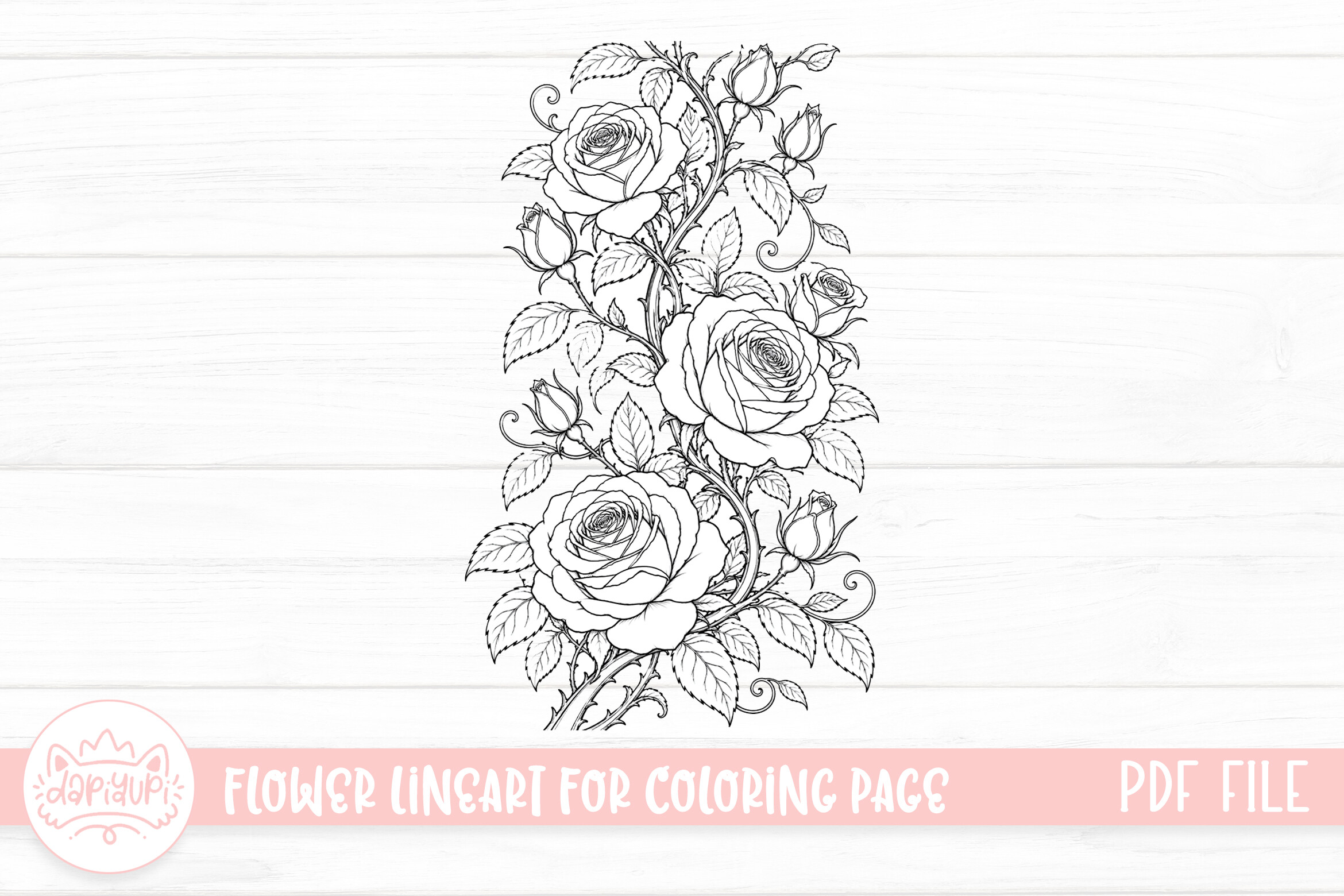 Rose Flower Coloring Page for Adult