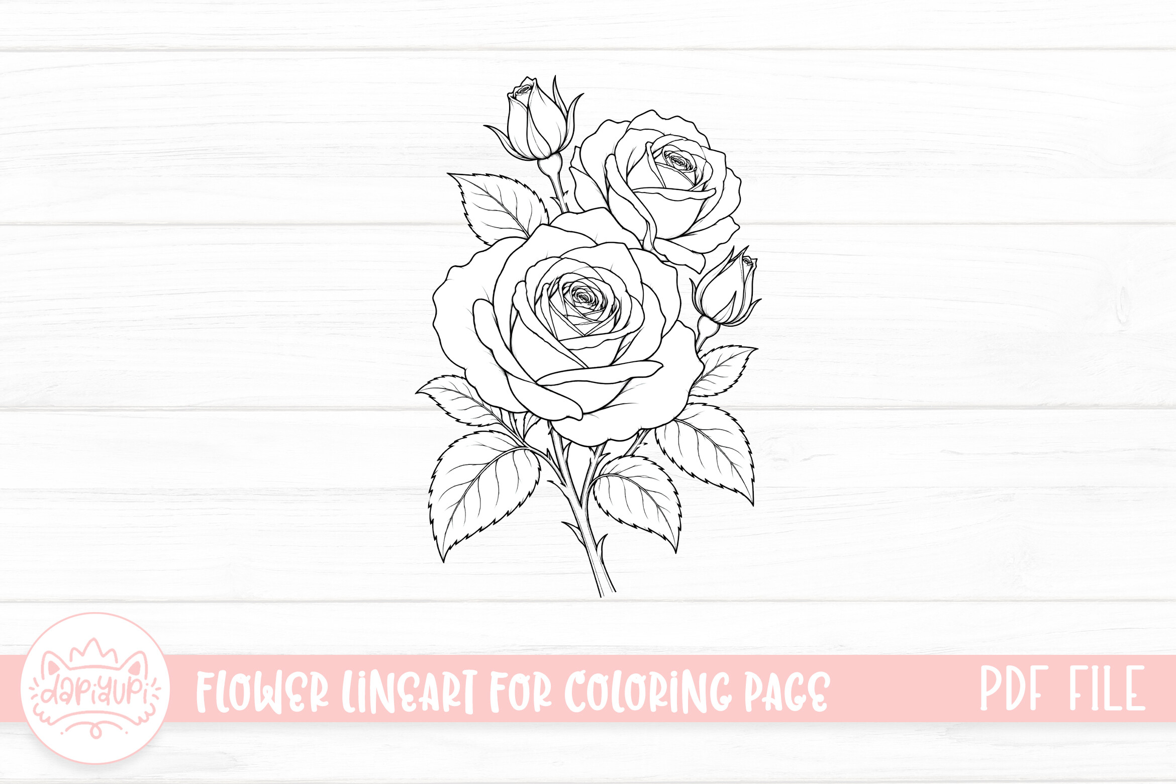 Rose Flower Coloring Page for Adult