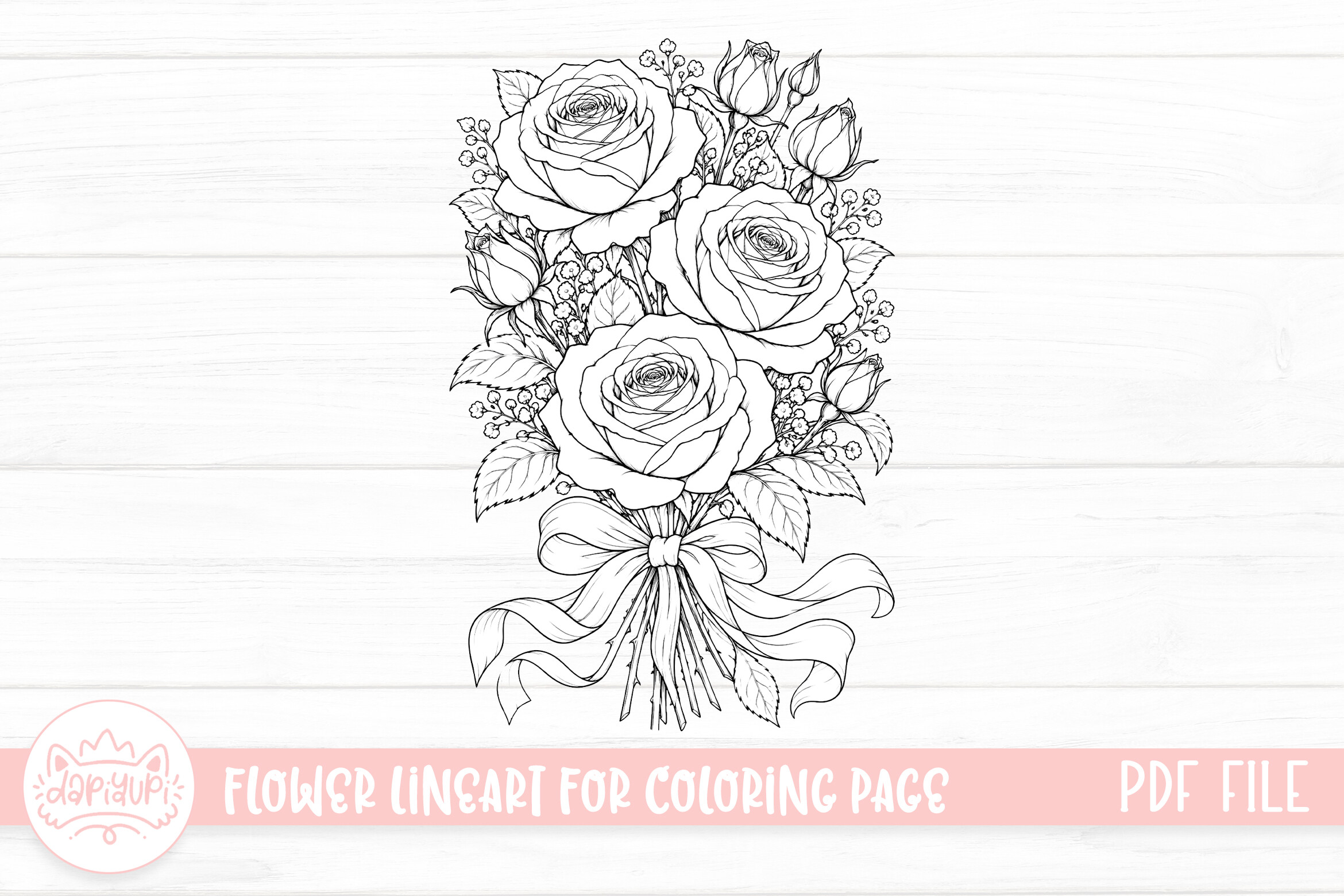 Rose Flower Coloring Page for Adult