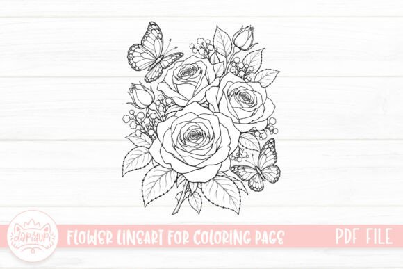 Rose Flower Coloring Page for Adult