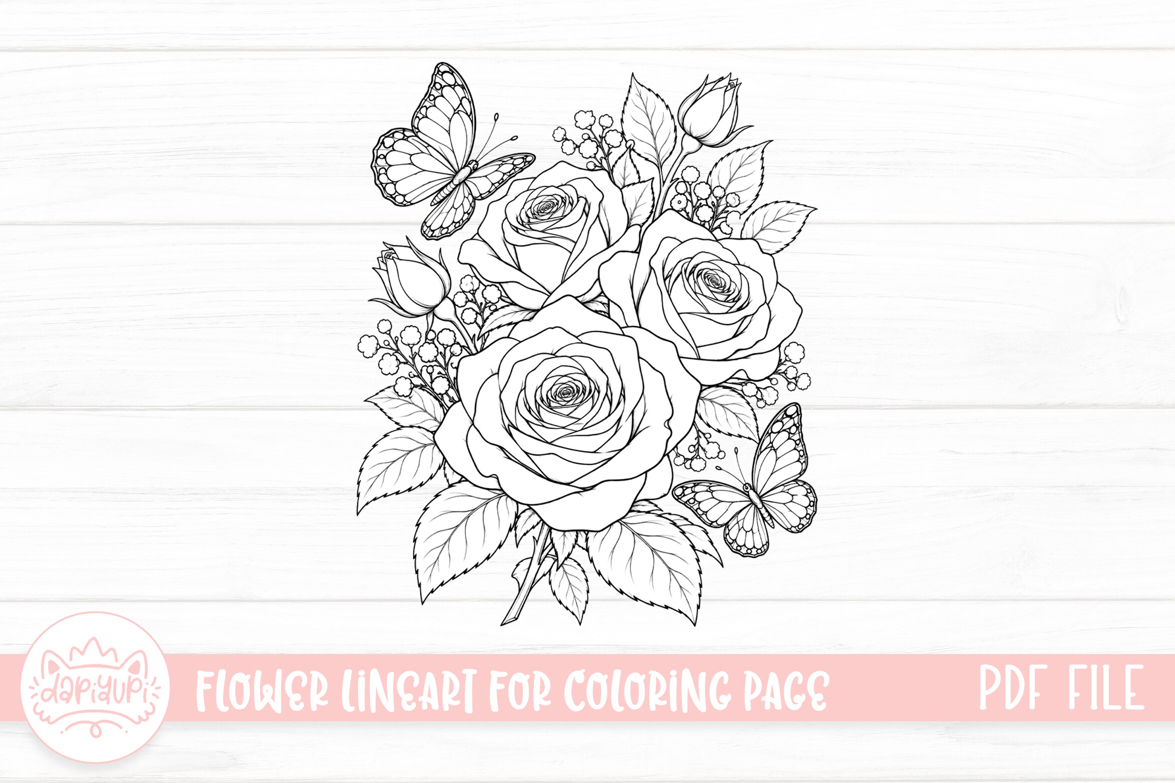 Rose Flower Coloring Page for Adult