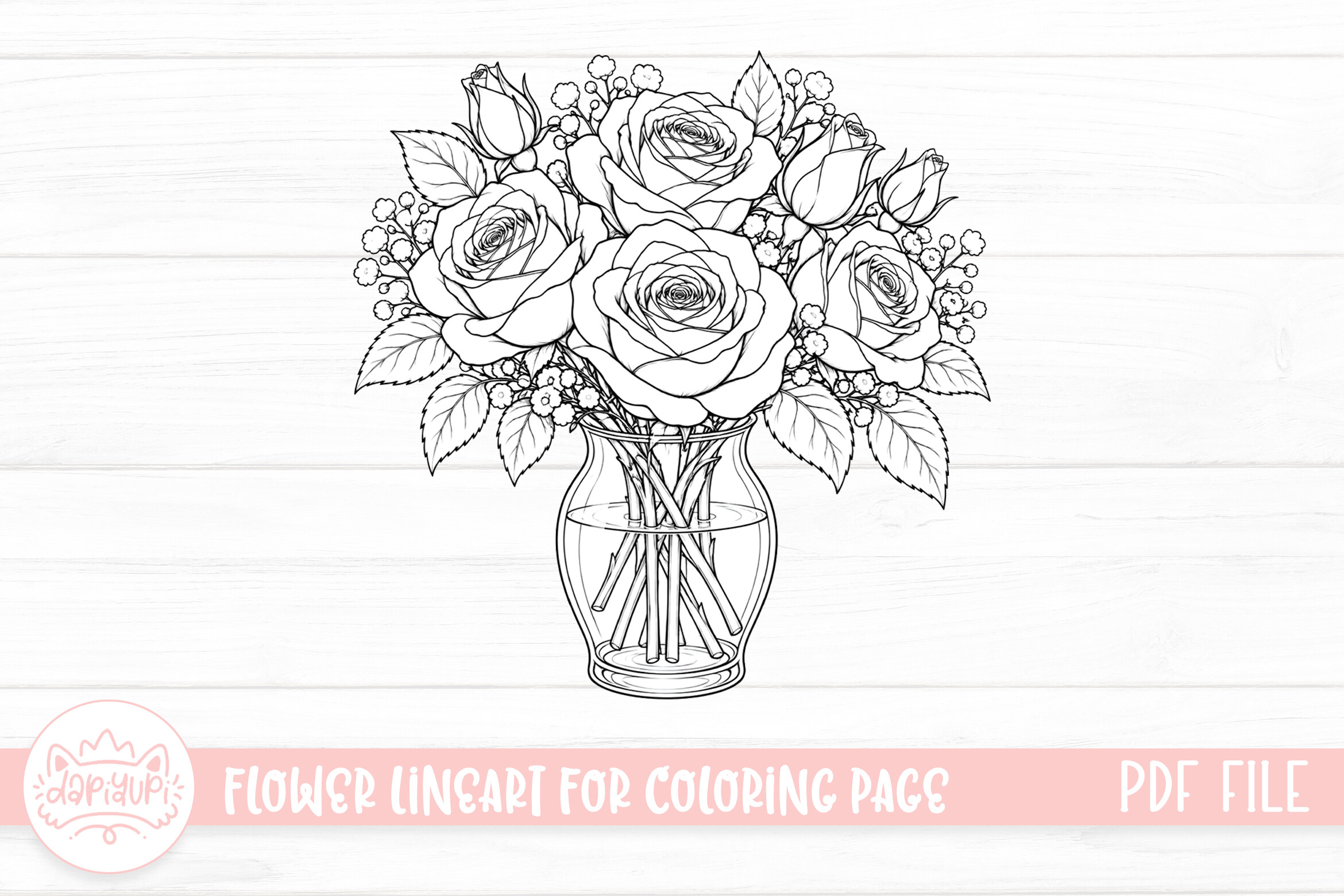 Rose Flower Coloring Page for Adult