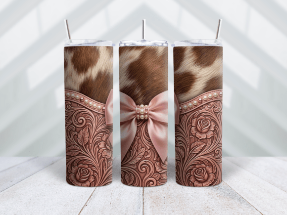 Rose Gold Floral Tooled Leather Tumbler