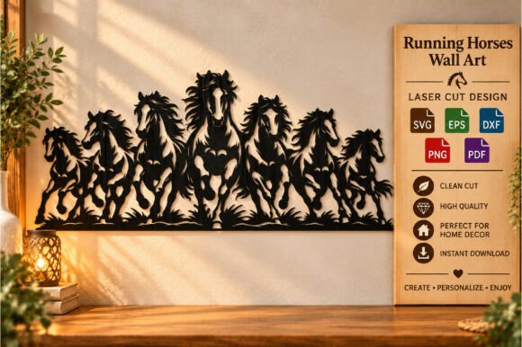 Running Horses Wall Art SVG