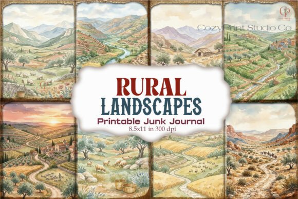 Rural Landscapes Junk Journal Paper
