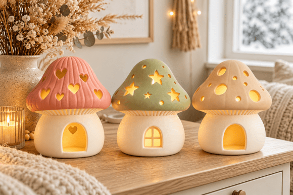 Glowing Mushroom House STL Trio - 3D Printable Fantasy Cottage LED Set - Image 2